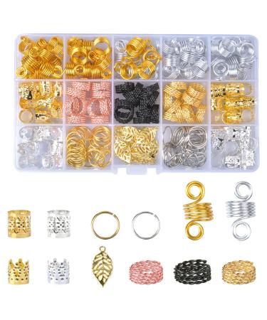 200 pieces of hair beads for lichen hair rings for braids metal hair braid pearls aluminum hair cuffs hair jewelry accessories with storage box for clips dreadlocks