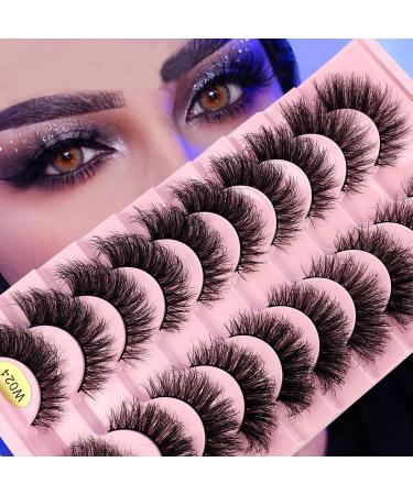 HBZGTLAD New 10 Pairs Natural Thick False Eyelashes Fake Lashes Long Makeup 3d Mink Lashes Extension Eyelash Mink Eyelashes for Beauty (W024)