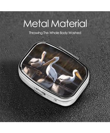 Three Pelicans 2 Compartment Small Pill Case - Cute Travel Pill Box Organizer for Purse & Pocket Gifts - Buy Online on GoSupps.com