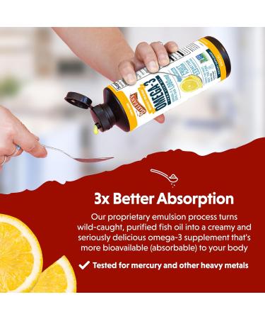 Barlean's Omega 3 Fish Oil Liquid Supplement - Lemon Crème - 8 Oz. - Buy Online on GoSupps.com