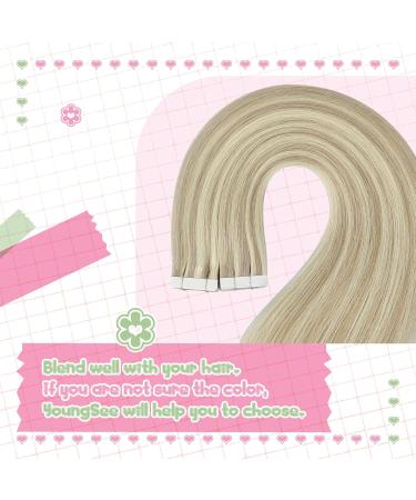 Youngsee Aschblond Tape In Extensions - Real Hair 55cm Invisible 20 Pcs #18/613 - 50g for Gorgeous Highlights - Buy Online on GoSupps.com