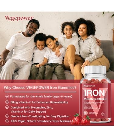 VEGEPOWER Iron Supplement Gummies + Magnesium Glycinate 1600 MG with Vitamin B6 180 Count - Buy Online on GoSupps.com