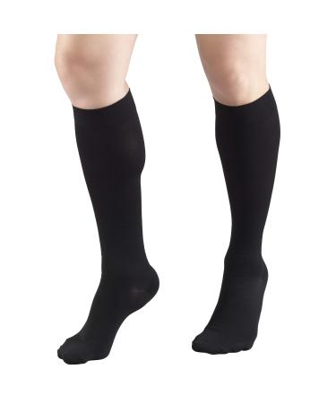 Truform HMNA 9808 Compression Stockings Regular 15-20 mmHg Below Knee BK Men or Women Closed Toe Black Medium Black Medium (1 Pair)