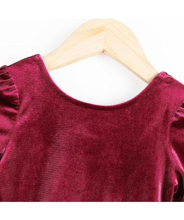 Miipat Baby Girls Velvet Dress | Long Sleeve Fall Winter Elegant Princess Dress 4-5 Years Red - Buy Online on GoSupps.com