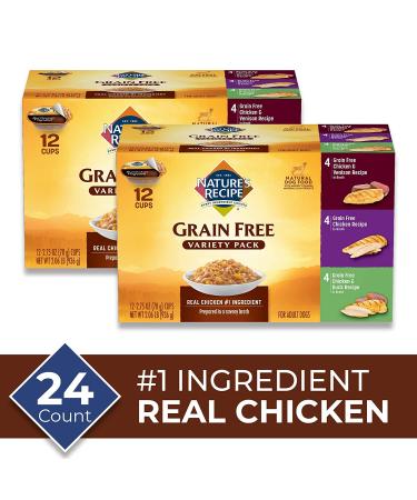 Nature's Recipe Grain Free Wet Dog Food Chicken Variety Pack 2.75 oz x 24 Cups - Buy Online on GoSupps.com