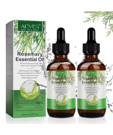 Rosemary oil hair essential rosemary oil - Rosemary Essential Oil Hair Growth to stimulate hair growth massage of the scalp sodium oil for aromatherapy & diffuser - 2 x 60ml