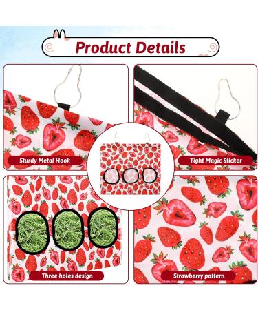 Jeffdad Rabbit Hay Feeder Hanging Hay Feeder Guinea Pig Hay Bag Rabbit Feeder Storage Bag for Rabbits Chinchillas Hamsters Rats and Other Small Pets (3 Hole strawberry) - Buy Online on GoSupps.com
