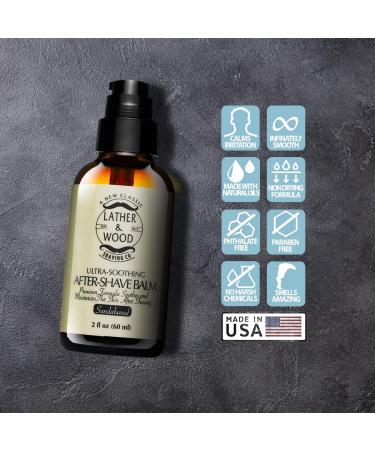 Lather & Wood Sandalwood Aftershave Balm (2 Pack) with Shaving Soap - Skin Soothing Formula - Buy Online on GoSupps.com