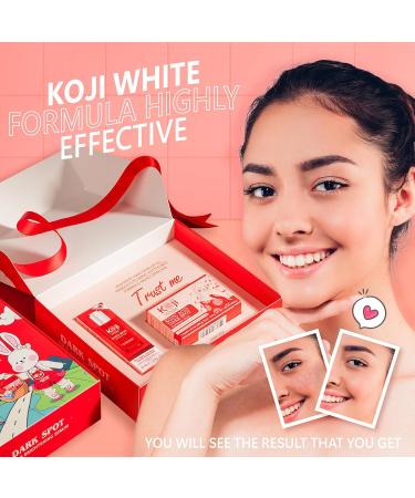 Koji White Facial Skin Care Set - Dark Spot Corrector Soap & Brightening Serum with Kojic Acid Niacinamide & Vitamin C - Vegan Moisturizer - Buy Online on GoSupps.com