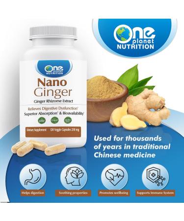 One Planet Nutrition Nano Ginger Root 250 mg Veggie Capsules (120 Servings) Pure Ginger Root Extract Nano for Superior Absorption Enhances Digestive Health Non-GMO Vegan Gluten Free - Buy Online on GoSupps.com