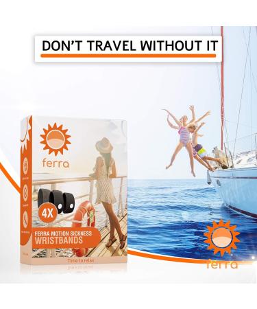 Ferra Motion Sickness Wristbands - Natural Acupressure Bands for Sea Sickness Morning Sickness & Nausea Relief | 2 Pairs for Vacation & Cruise Essentials - Buy Online on GoSupps.com