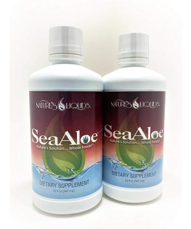 Nature s Liquids - SeaAloe Liquid Whole Food (32 Oz Each) Liquid Multivitamin and Mineral Supplement With Aloe Vera Sea Vegetables Pau D Arco For Digestion & Immune Support - 2 Bottles