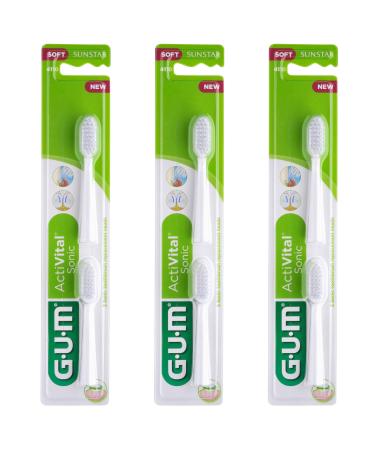 GUM Activital Sonic toothbrush head battery operations Gum Activital Sonic Ultra-Spitz rampant bristles 50% more efficient/white 3 x 2 pieces - Buy Online on GoSupps.com