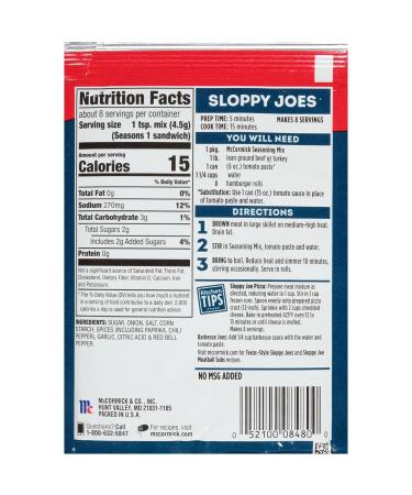 McCormick Sloppy Joes Seasoning Mix 1.31 Oz - Pack of 6 - Buy Online on GoSupps.com
