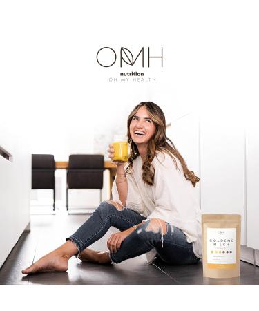 Omh Nutrition Oh My Health Bio Golden Milk 350g | Turmeric Ashwagandha Ginger Triphala Ceylon Cinnamon & Pepper | Ayurvedic Ready Mixture - Buy Online on GoSupps.com