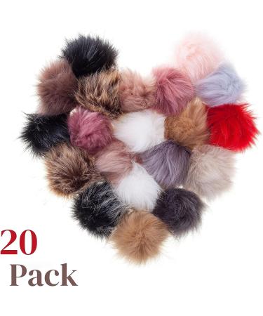 Mr. Pen Faux Fur Pom Pom 20 Pack - 4 Inch, 14 Colors Fluffy Hat Pompoms with Elastic Loop for Knitting Hats - Buy Online on GoSupps.com