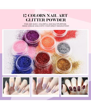 Morovan Acrylic Nail Kit - Glitter Acrylic Powder Set with Everything Professional Acrylic Nail Powder Set for Nails Supplies Tools DIY Nail Extension Kit for Starter 12 Colors Glitter - Buy Online on GoSupps.com