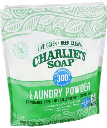 Charlie's Soap Laundry Powder (300 Loads) - Fragrance Free, Hypoallergenic, Plant Based, Biodegradable Eco Friendly Detergent (8 lb) - Buy Online on GoSupps.com