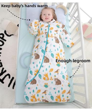 Chilsuessy Organic Cotton Baby Winter Sleeping Bag 3.5 Tog with Detachable Sleeves - Happy Forest 6-18 Months - Buy Online on GoSupps.com