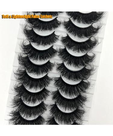 Mink Lashes 20mm - Soft Fluffy Dramatic 3D Strip Lashes | 10 Pairs Thick Volume False Eyelashes for Ultimate Glam - Buy Online on GoSupps.com