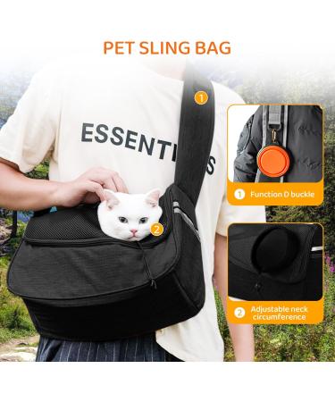 Flovippet Sling for Dogs & Cats | Breathable Dog Carrier Bag for Small Dogs (Up to 5kg) | Soft Outdoor Pet Bag - Black - Buy Online on GoSupps.com