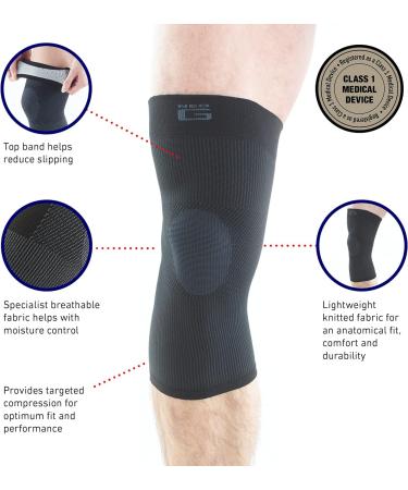 Neo-G Multi Zone Knee Compression Sleeve - Medium Black (34-38 CM) for Running, Sports, Daily Wear - Support for Sprains, Strains, Joint Pain, Weak Muscles - Buy Online on GoSupps.com