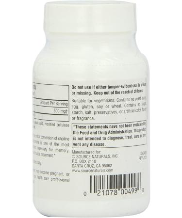 Source Naturals Acetyl L-Carnitine 500 mg - 60 Tablets - Boost Energy & Cognitive Function - Buy Online on GoSupps.com