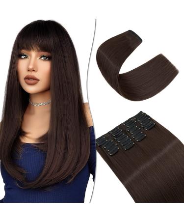 SEGO 12 PCs clip in extensions such as real hair hair extensions hair parts with 22 clips 55 cm cheap smooth for full head 180g medium brown 55 cm medium brown