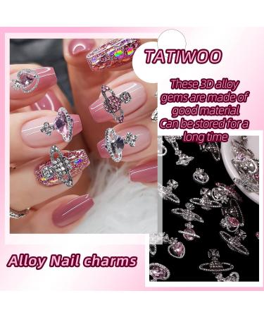 Shop Tatiwoo 56 Pcs Silver Nail Charms & Gems | Luxury Rhinestone Planet Heart Nail Art - International Shipping - Buy Online on GoSupps.com