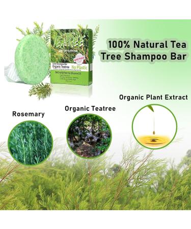 Tea Tree Shampoo Bar Rosemary Tea Tree Oil Bar for Hair Growth Cleanse Moisturize Nourish Natural Shampoo Bar for Itchy & Dry Scalp Suitable for All Hair Types 60g/2.1oz - Buy Online on GoSupps.com