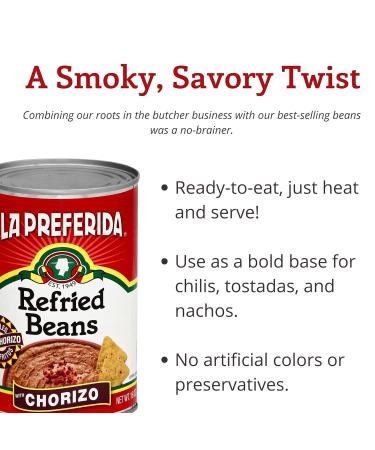 La Preferida Refried Beans Chorizo 16 oz - Pack of 3 - Buy Online on GoSupps.com