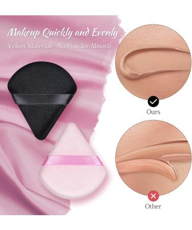 2 Pcs Triangle Velvet Makeup Powder Puffs Set - Pink & Black | Soft Velour Beauty Triangle Face Puffs for Setting Loose Powder, Under Eye Makeup Applicator - Buy Online on GoSupps.com