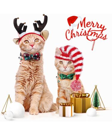 LLHK 4 Pack Christmas Cat Collars with Bow Tie and Bell | Adjustable for Girl Boy Cats | Breakaway Kitten Collar | Pet Supplies for Kitty Kitten Adult Cats - Buy Online on GoSupps.com