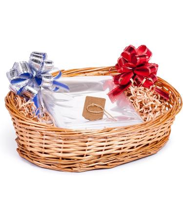 DIY Wicker Gift Hamper Kit - Oval Basket for Christmas, Weddings, Baby Showers - Natural - Buy Online on GoSupps.com