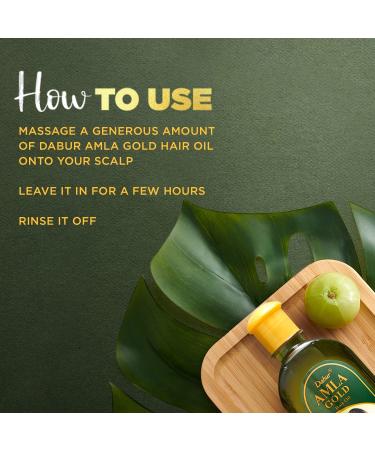 Dabur Amla Gold Hair Oil - Moisturizing Hair Serum with Amla, Almond, and Henna - 6.76 Fl Oz - Natural Hair Treatment for Women - Buy Online on GoSupps.com