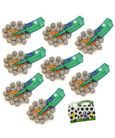 8x 100g chocolate foot balls made of milk chocolate I 17-19 pieces per network I fair trade cocoa i + soccer gift box made of cardboard i ideal for world championship parties or as a side and for children's birthday milk chocolate 8 x 100g plus football b