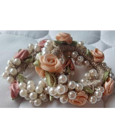DORIS&JACKY Crystal Hair Tie Ponytail Holder with Rhinestone Beads - Handmade Hair Accessories for Women & Girls (3-flower with pearl 4 pcs) - Buy Online on GoSupps.com