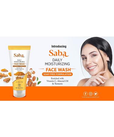 Saba Natural Turmeric & Almond Facial Cleanser - Moisturizing & Brightening | Acne-Prone Skin, Age Spots, Scars | Gentle Daily Face Wash - Buy Online on GoSupps.com