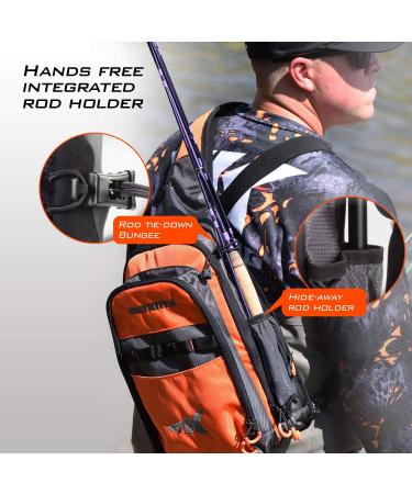 KastKing Pond Hopper Fishing Sling Tackle Storage Bag - Lightweight Sling Backpack for Fishing, Hiking, Hunting, and Camping - Orange Sling Bag - 17.7x12.6x6 Inches - Buy Online on GoSupps.com