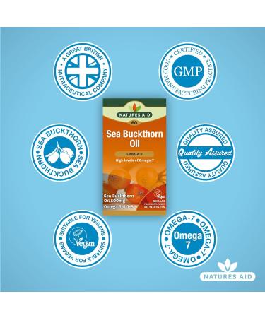 Nature's Aid Omega-7 Sea Buckthorn Oil 500mg - 60 Vegetarian Softgels - Buy Online on GoSupps.com