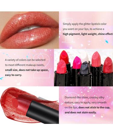 Shop High Shine Glitter Diamond Lipstick - Long Lasting Waterproof Moisturizer with Shimmer Metallic Finish | Coral Luster 05# | International Shipping Available - Buy Online on GoSupps.com