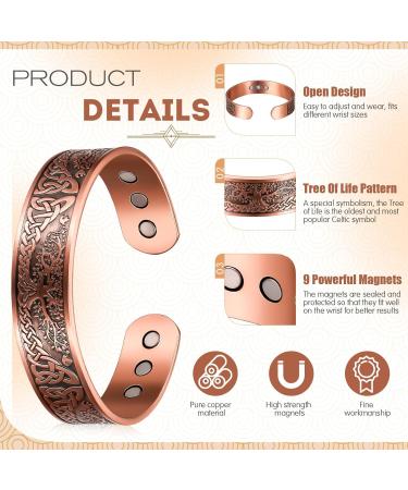 Buy Otuuz Copper Magnetic Energy Bracelet | Adjustable Life Tree Design | Perfect Christmas Gift for Men & Women - Buy Online on GoSupps.com