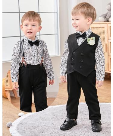 ZOEREA Baby Boy Gentleman Tuxedo Outfit Set | Formal Wedding Attire 2-3 Years Black - Buy Online on GoSupps.com