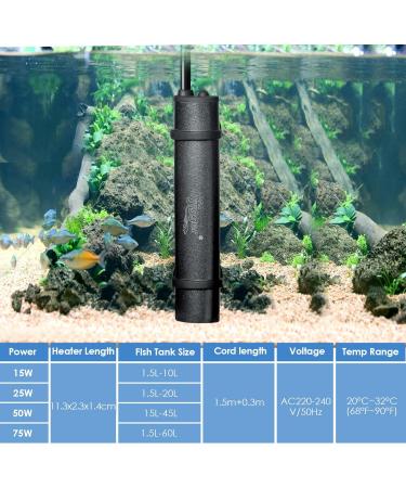 Hygger 50W Mini Aquarium Heater with Digital Display | Betta & Turtle Safe for 45L Freshwater Tanks - International Shipping Available - Buy Online on GoSupps.com