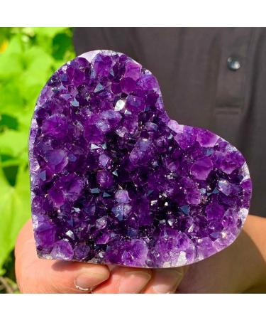 240g Natural Heart Shaped Amethyst Gemstone Quartz Cluster Crystal Specimen Beautiful Crystal Home Goods - Buy Online on GoSupps.com