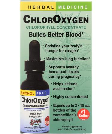Herbs Etc. ChlorOxygen Chlorophyll Concentrate Alcohol Free 1 fl oz (29.6 ml)
