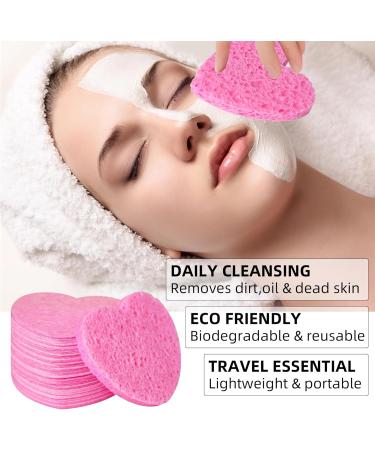 Buy 50-Count Natural Heart Shape Facial Sponges for Women - 100% Compressed Cellulose | Ideal for Cleansing Exfoliating & Skin Massage - Pink - Buy Online on GoSupps.com