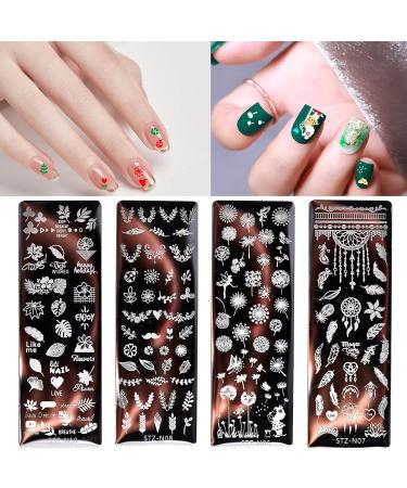 Feather Nail Art Stamping Kit - 4 Templates, Stamper, Scraper, Dreamcatcher Plates for DIY Manicure - Style 1 - Buy Online on GoSupps.com