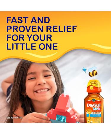 Vicks DayQuil Kids Cold and Cough + Mucus Relief with Real Honey 8oz - Ages 6+, Great Taste - Buy Online on GoSupps.com