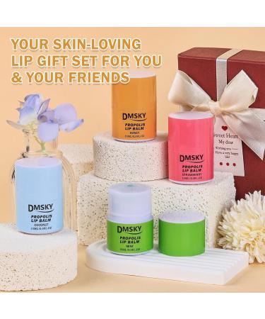 DMSKY 4 Pack Lip Sleeping Mask Set Lip Butter with Propolis and Vitamin E Lip Balm for Dry Lips Reduce Lip Lines and Improve Lip Color - Buy Online on GoSupps.com